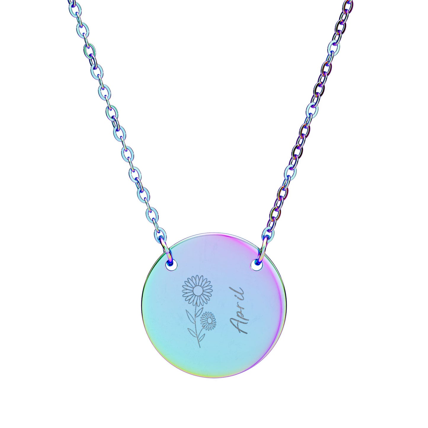April Birth Flower - Engraved Necklace