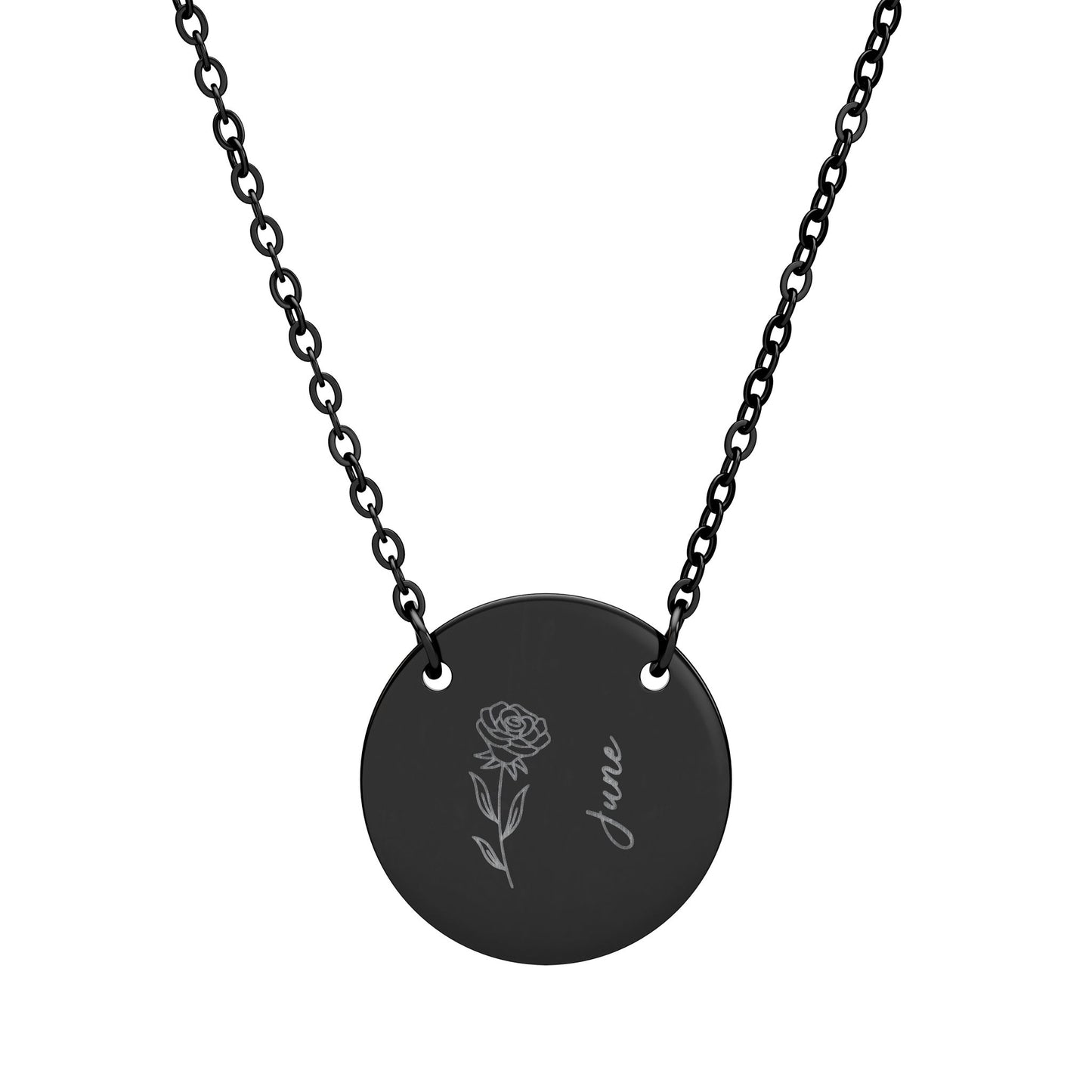 June Birth Flower - Engraved Necklace