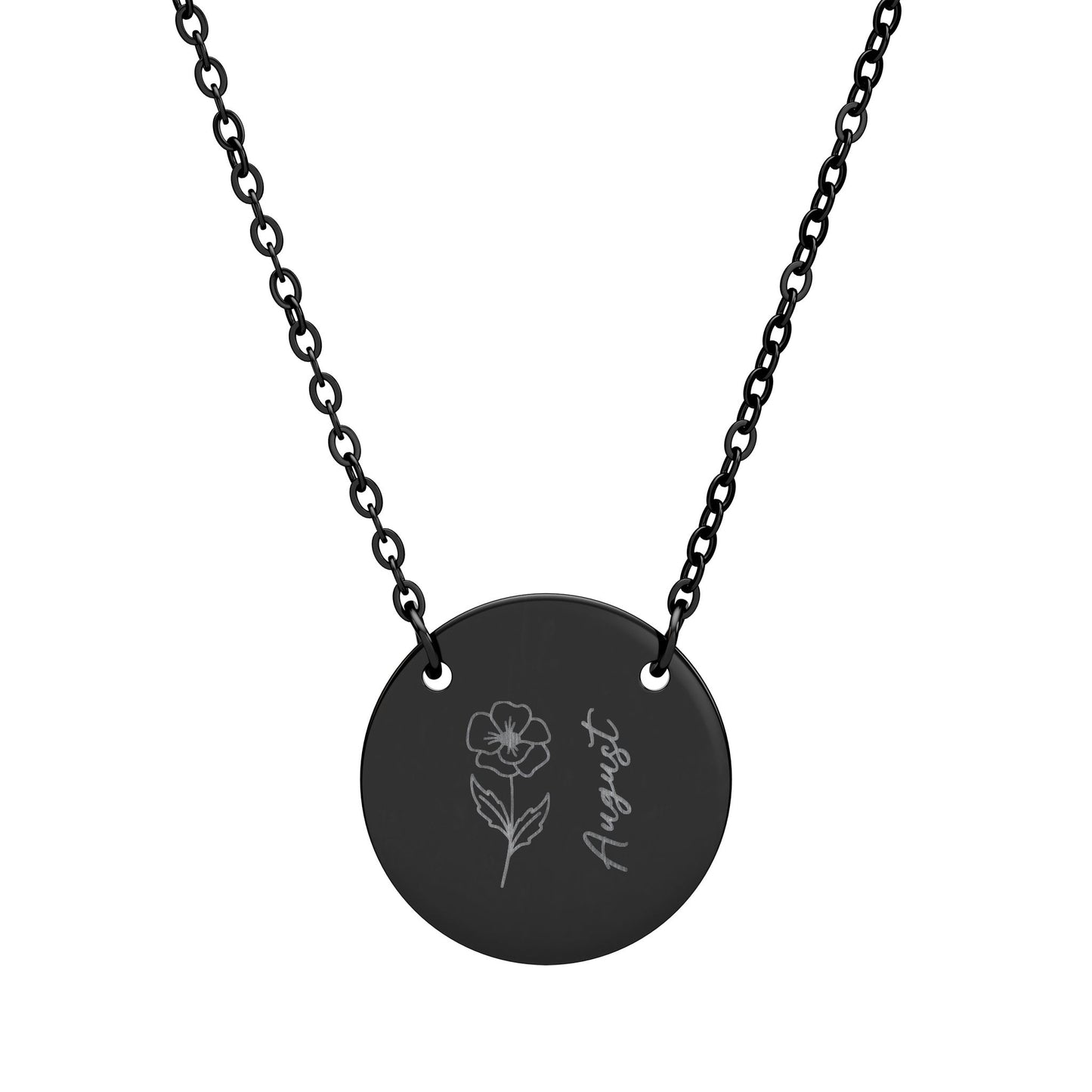 August Birth Flower - Engraved Necklace