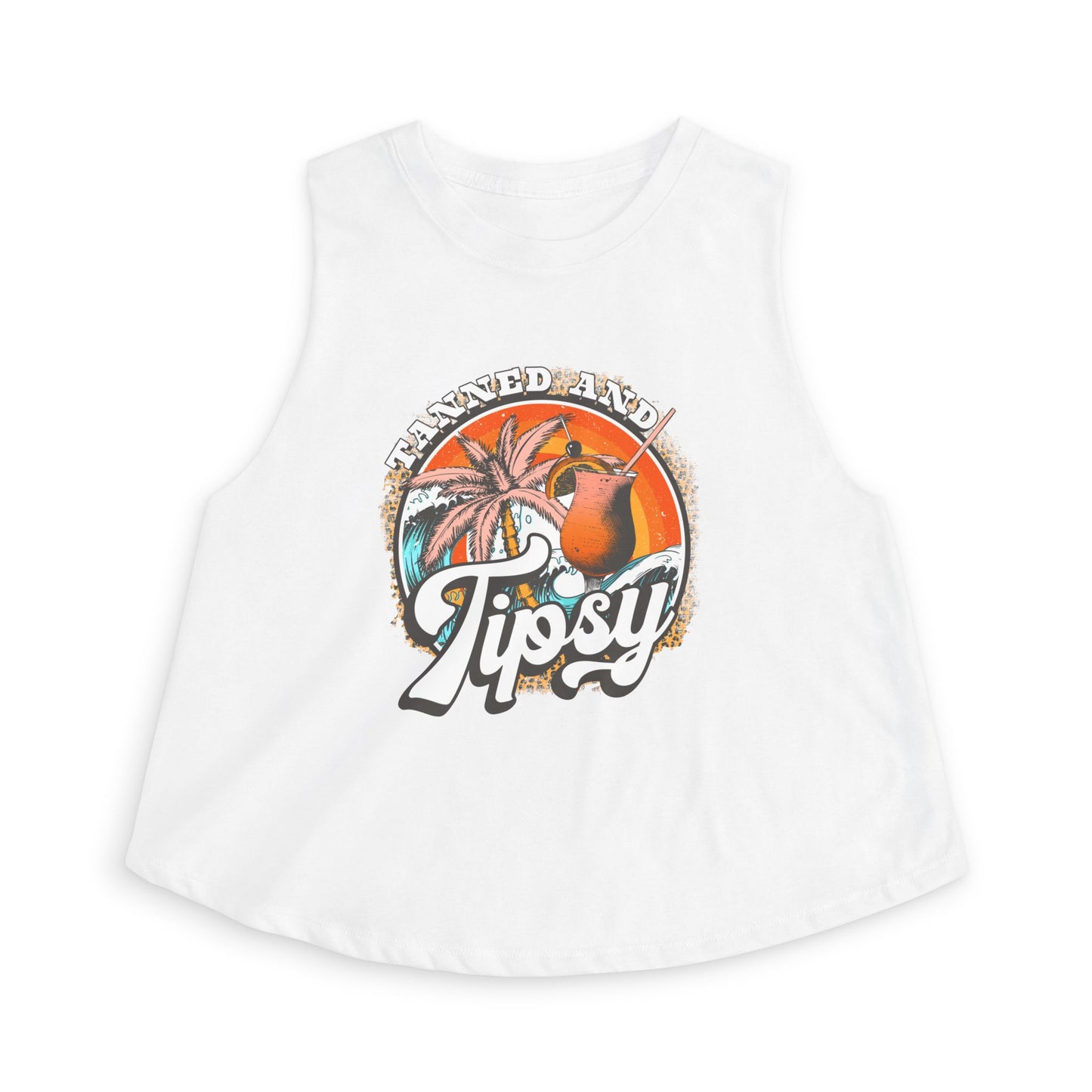 Tipsy Tropical Crop Top — Women's Retro Palm Beach Tank