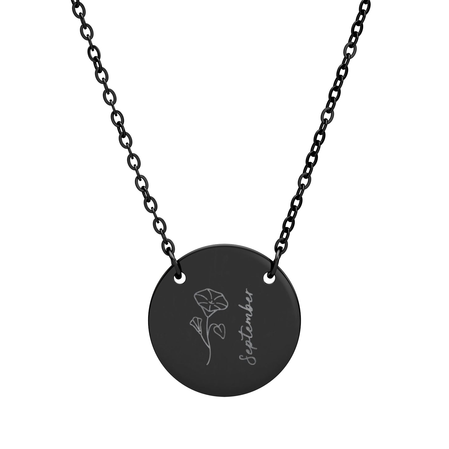 September Birth Flower - Engraved Necklace