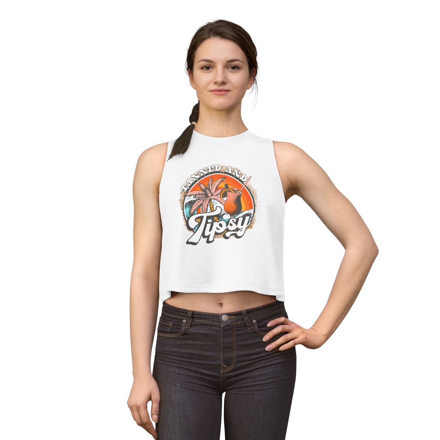 Tipsy Tropical Crop Top — Women's Retro Palm Beach Tank