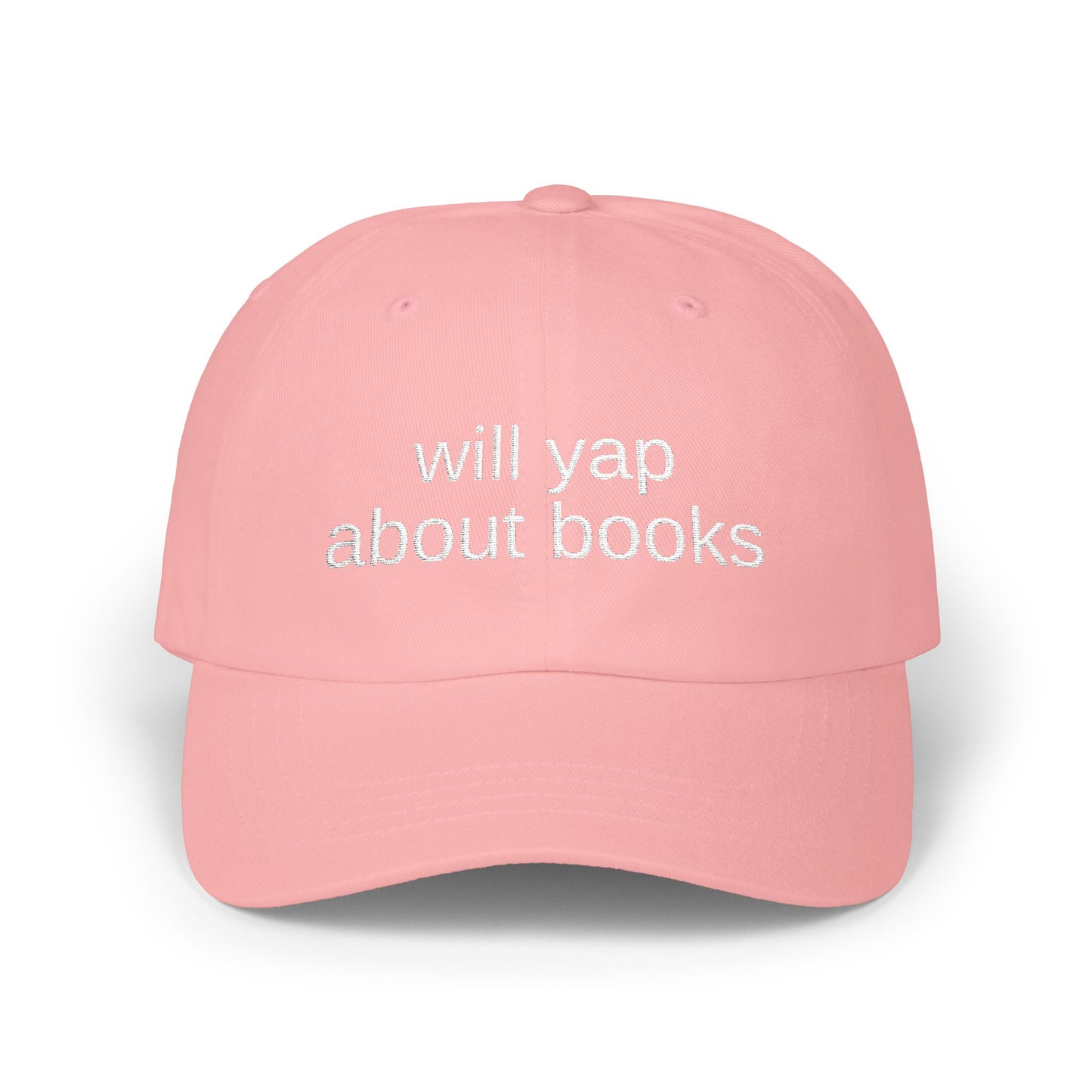 Dad Cap — "Will Yap About Books" Embroidered Book Lover Hat
