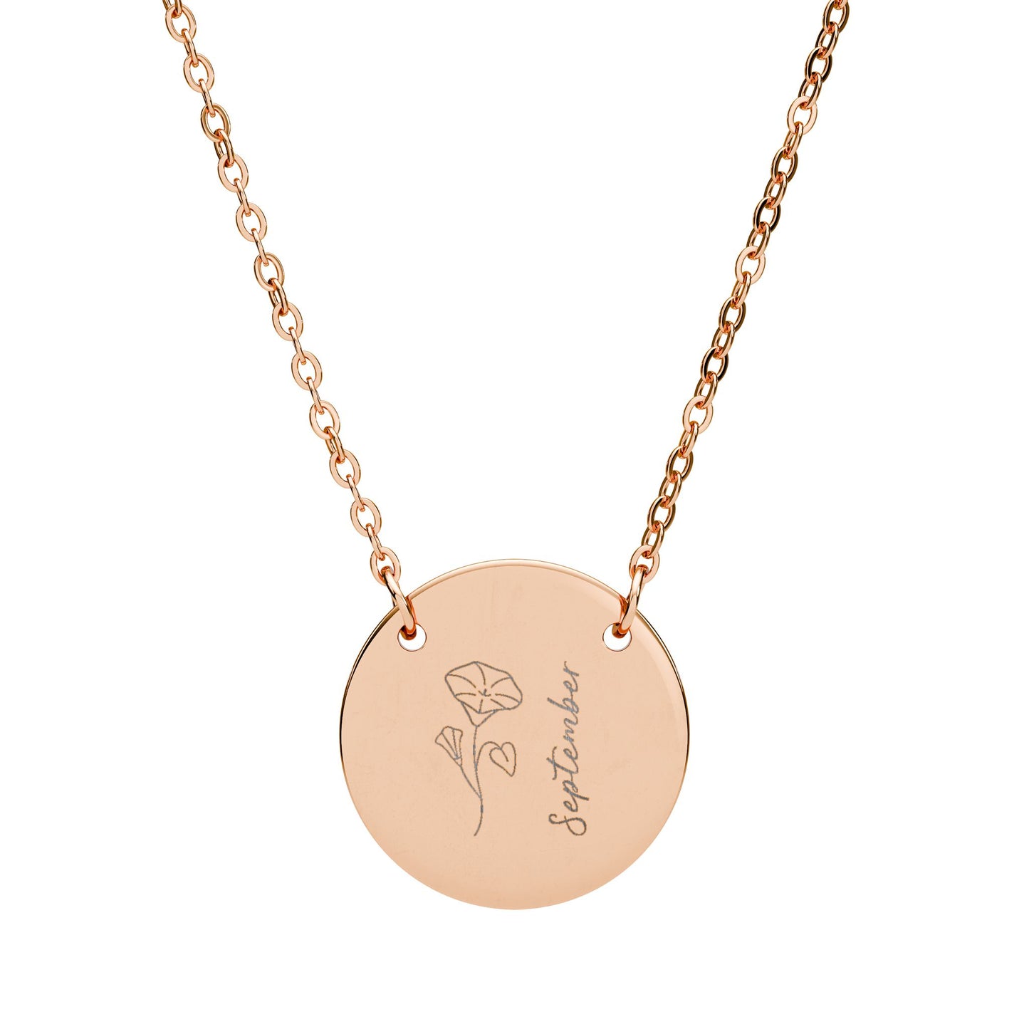 September Birth Flower - Engraved Necklace