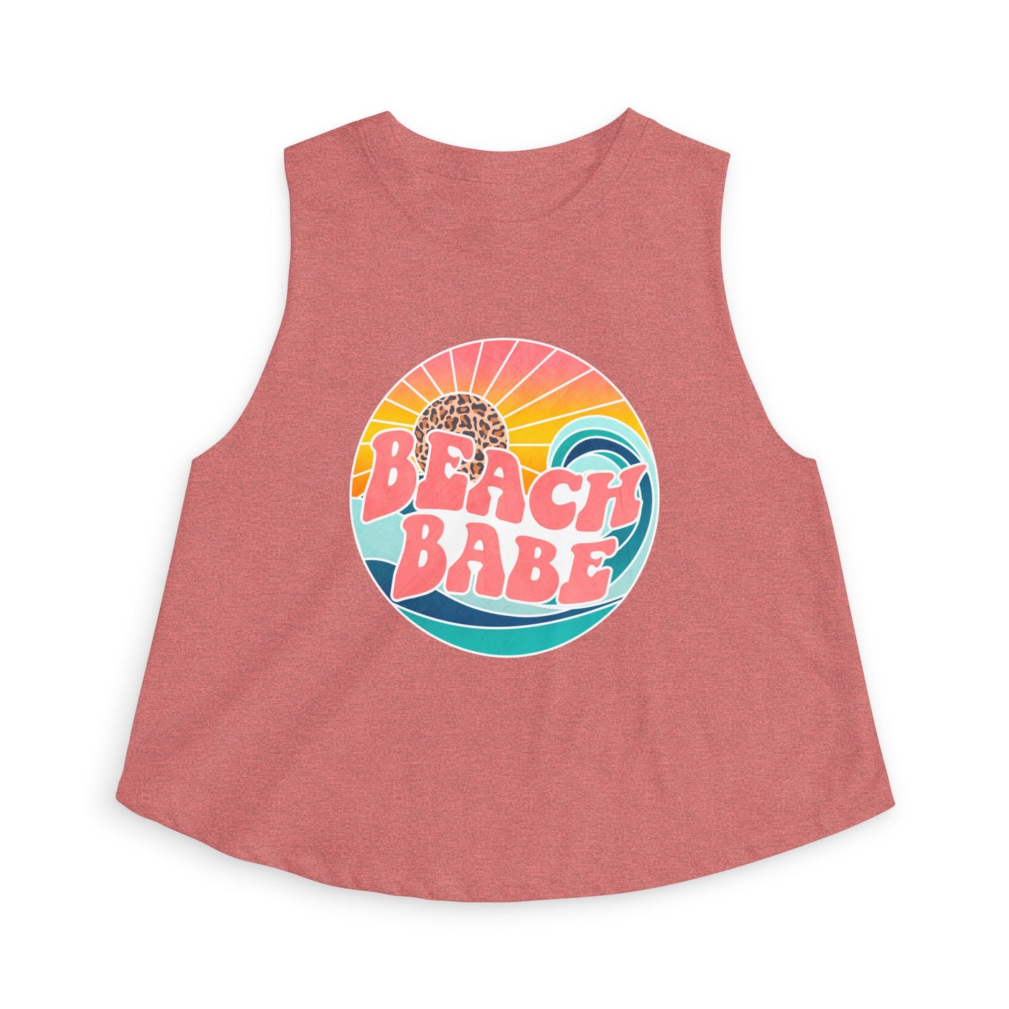 Beach Babe Crop Top — Retro Sunset Graphic Tank for Summer
