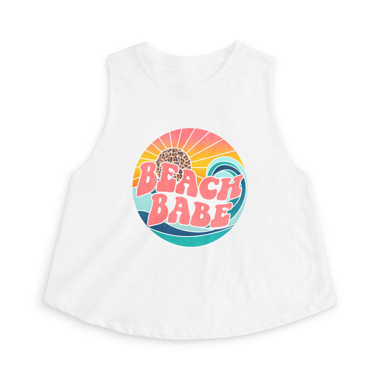 Beach Babe Crop Top — Retro Sunset Graphic Tank for Summer