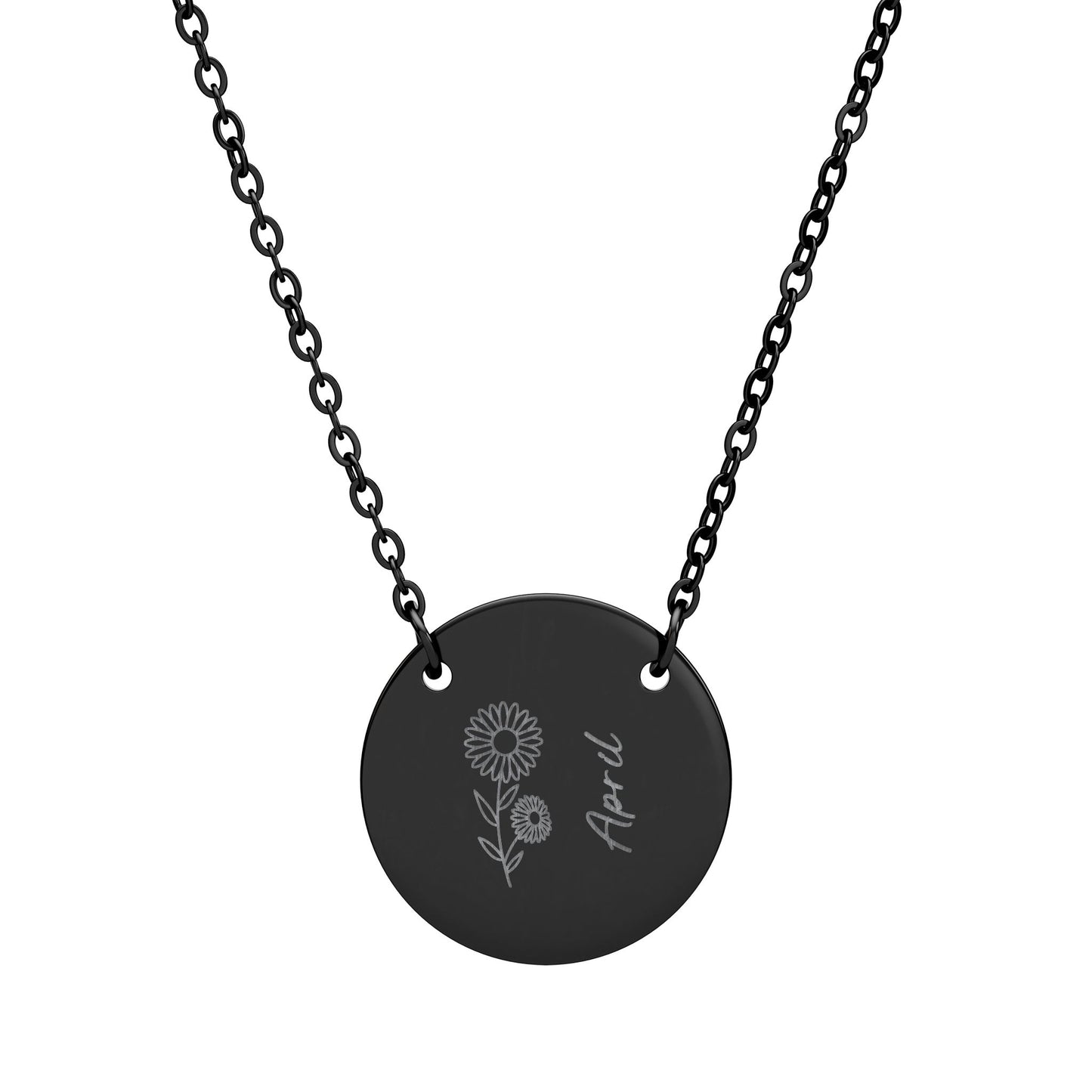 April Birth Flower - Engraved Necklace