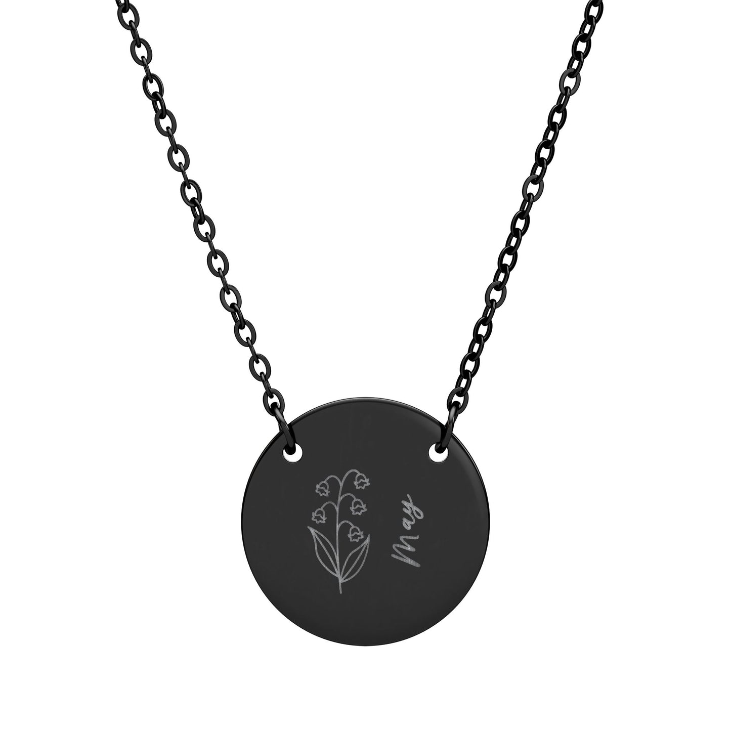 May Birth Flower - Engraved Necklace