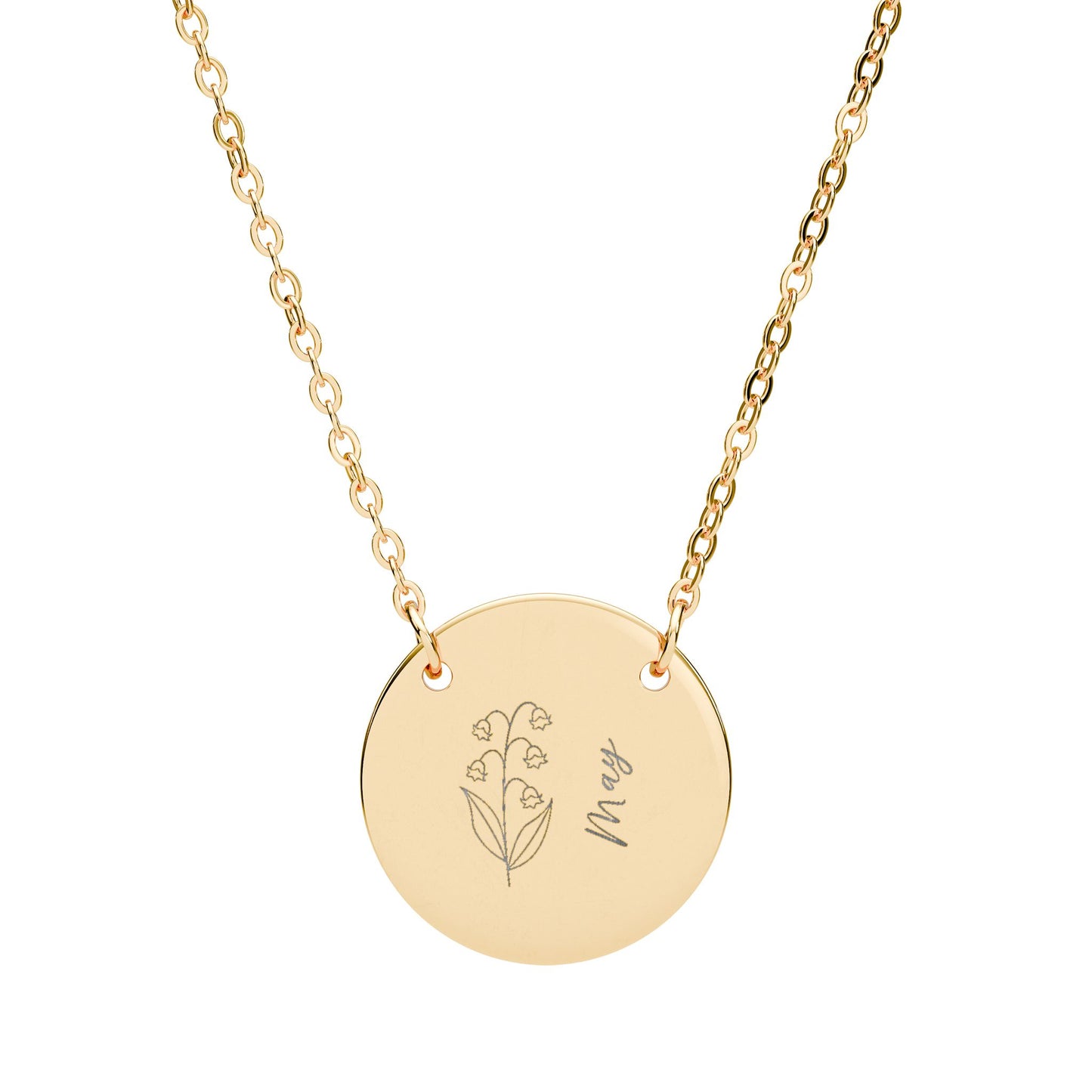 May Birth Flower - Engraved Necklace