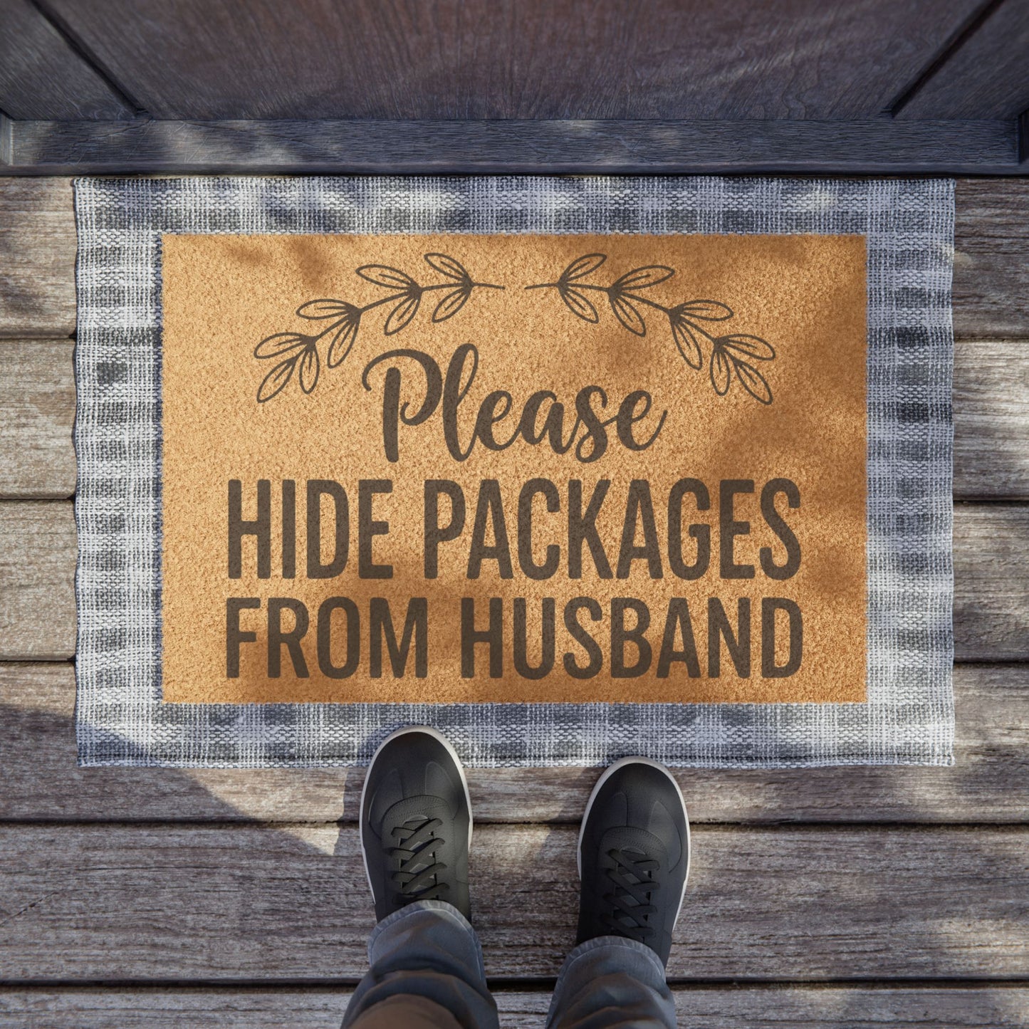 'Please Hide Packages from Husband' - Doormat