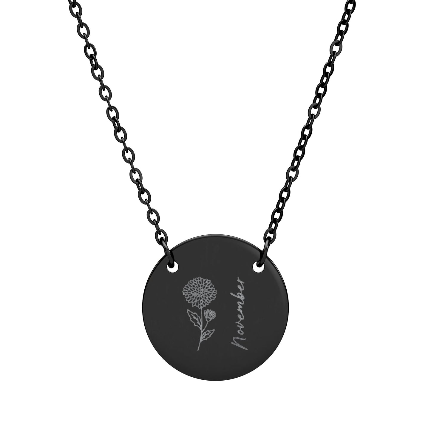 November Birth Flower - Engraved Necklace