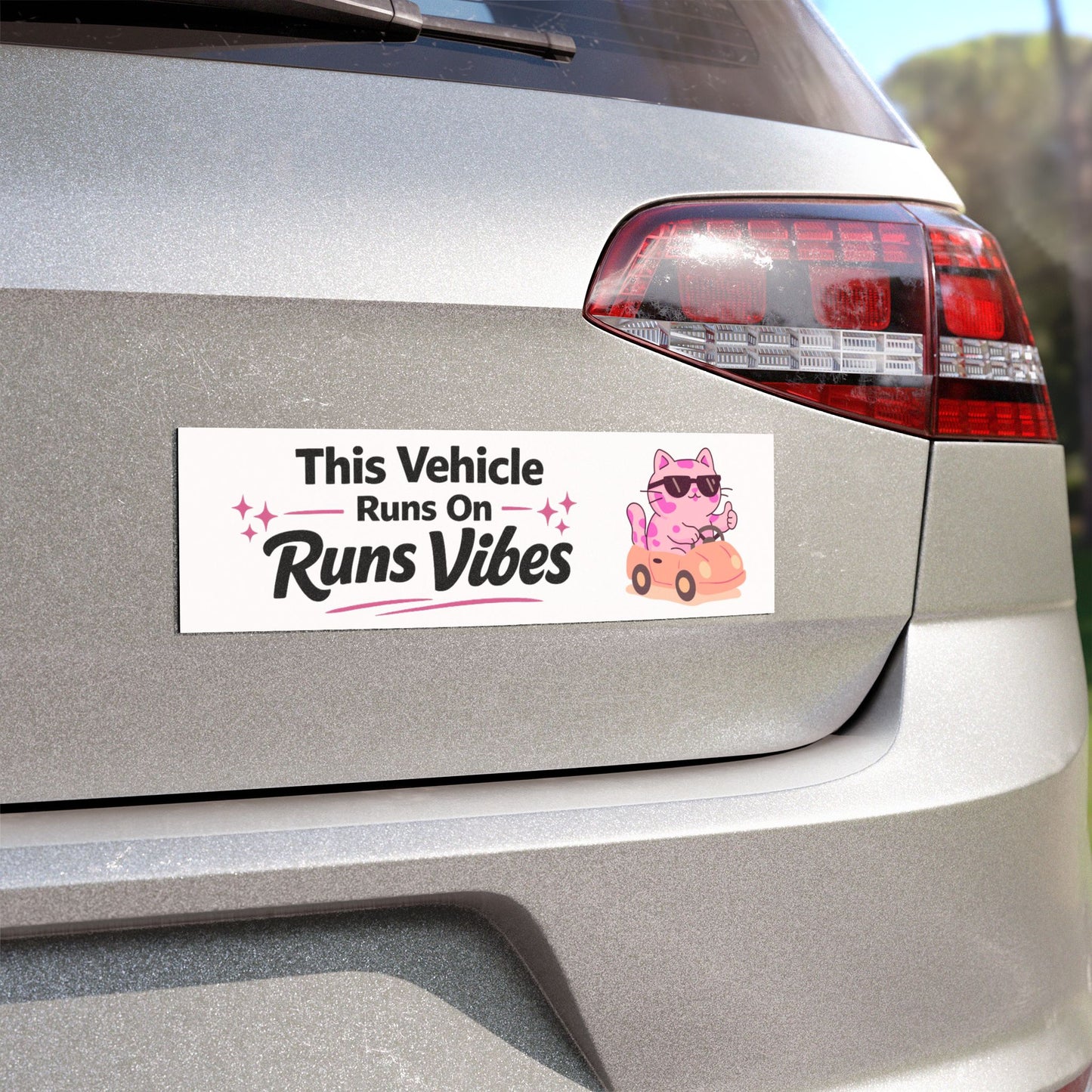 'This Vehicle Runs On Runs Vibes' -  Funny Humor Car Magnet