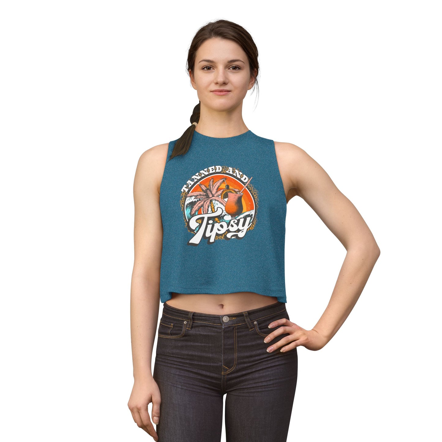 Tipsy Tropical Crop Top — Women's Retro Palm Beach Tank