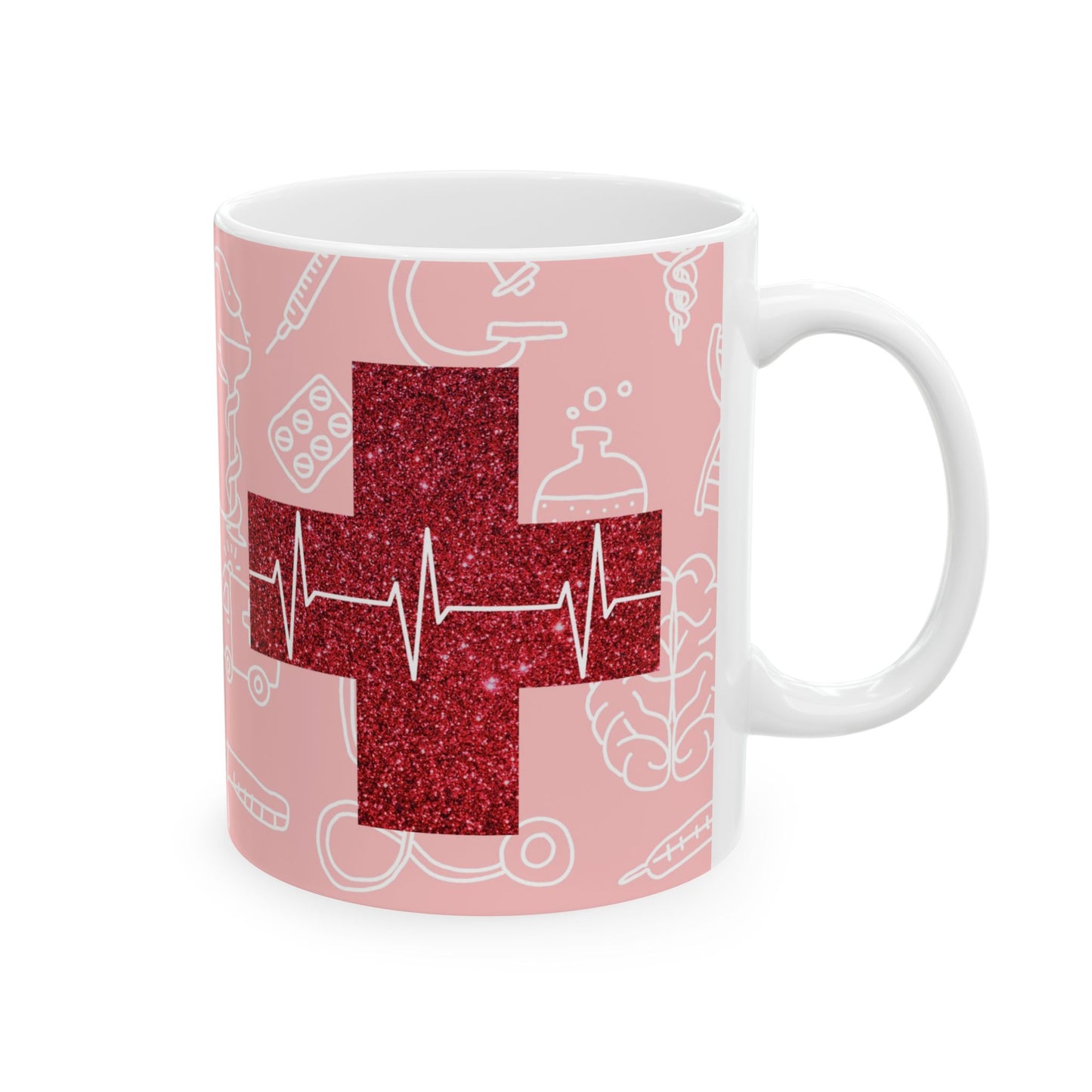 'Red Heartbeat Cross' - Ceramic Mug