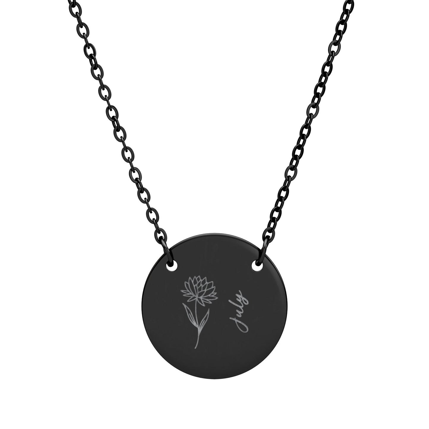 July Birth Flower - Engraved Necklace