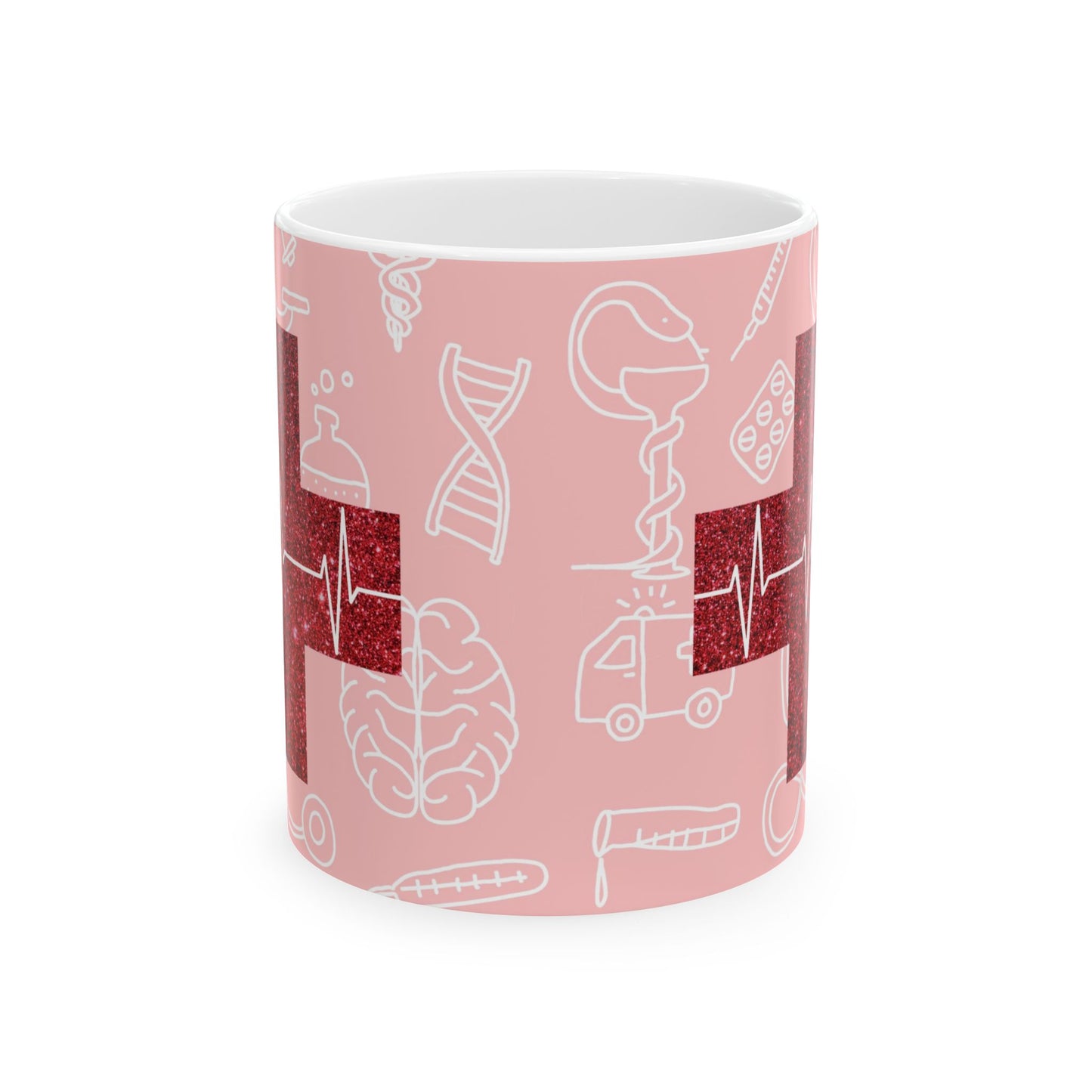 'Red Heartbeat Cross' - Ceramic Mug