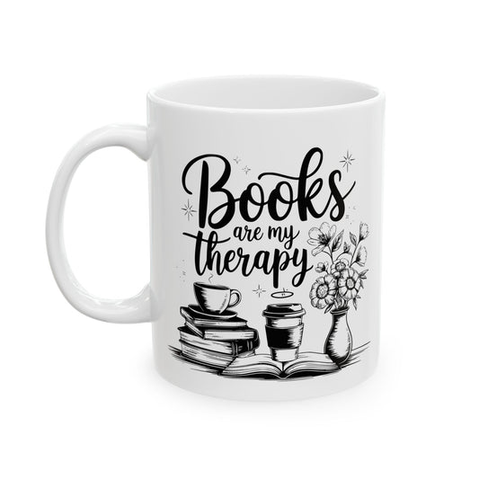 'Books are my therapy' - Ceramic Mug
