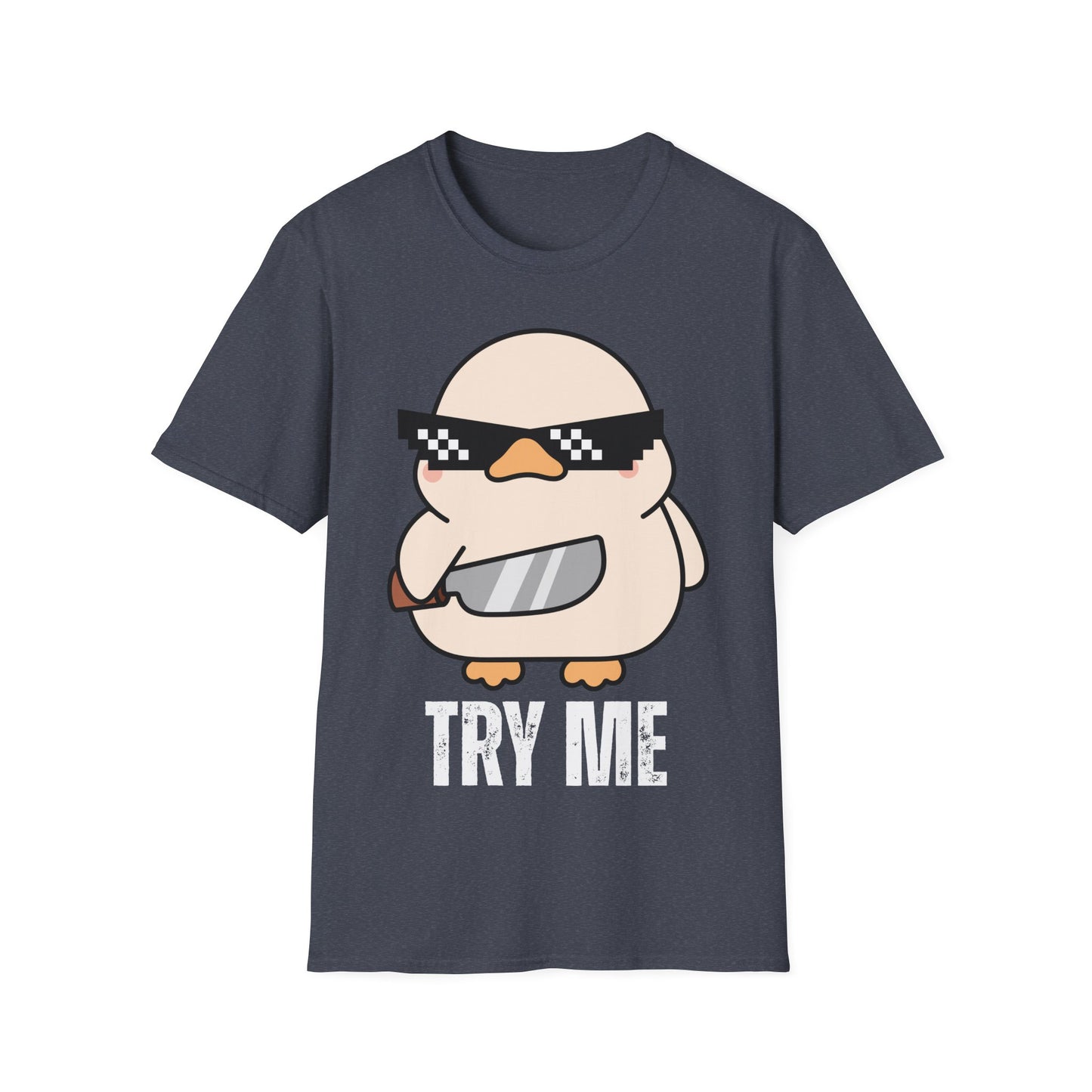 'Try Me' - Cute Angry Chick with Sunglasses & Knife Graphic Tshirt