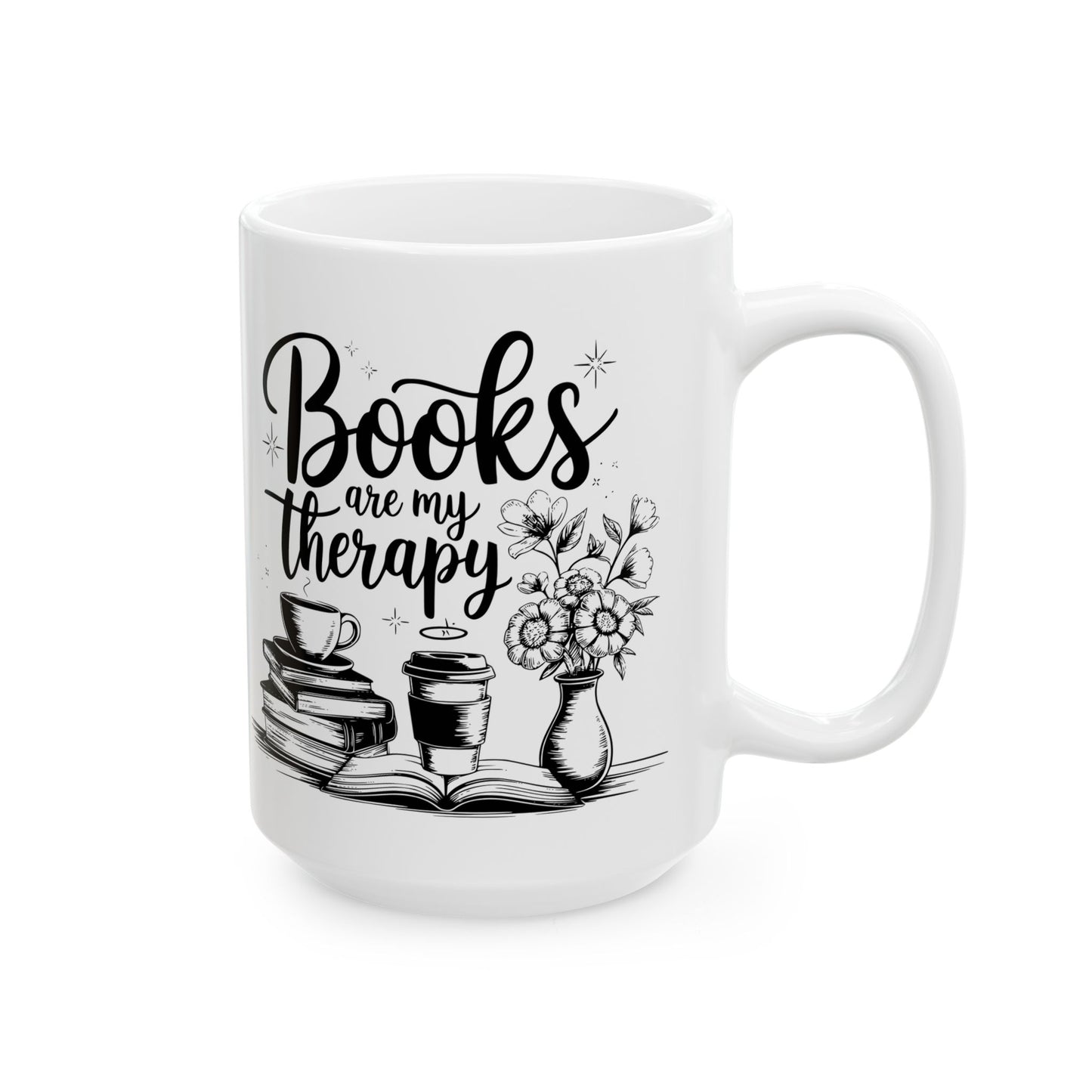 'Books are my therapy' - Ceramic Mug