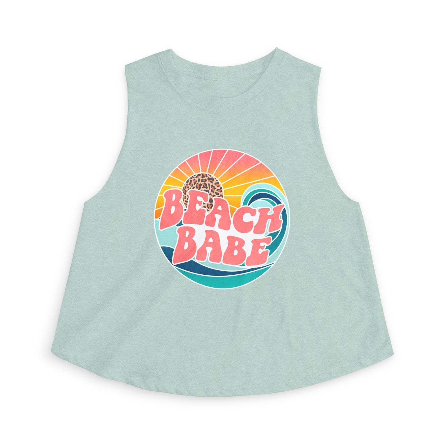 Beach Babe Crop Top — Retro Sunset Graphic Tank for Summer