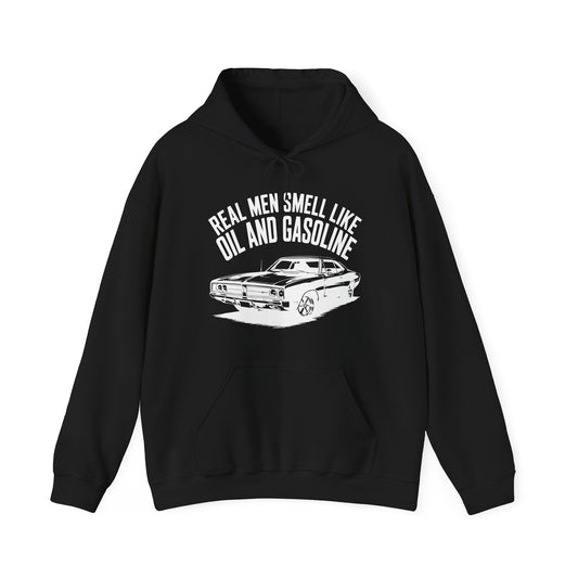 'Real Men Smell Like Oil and Gasoline' - Muscle Car Hoodie