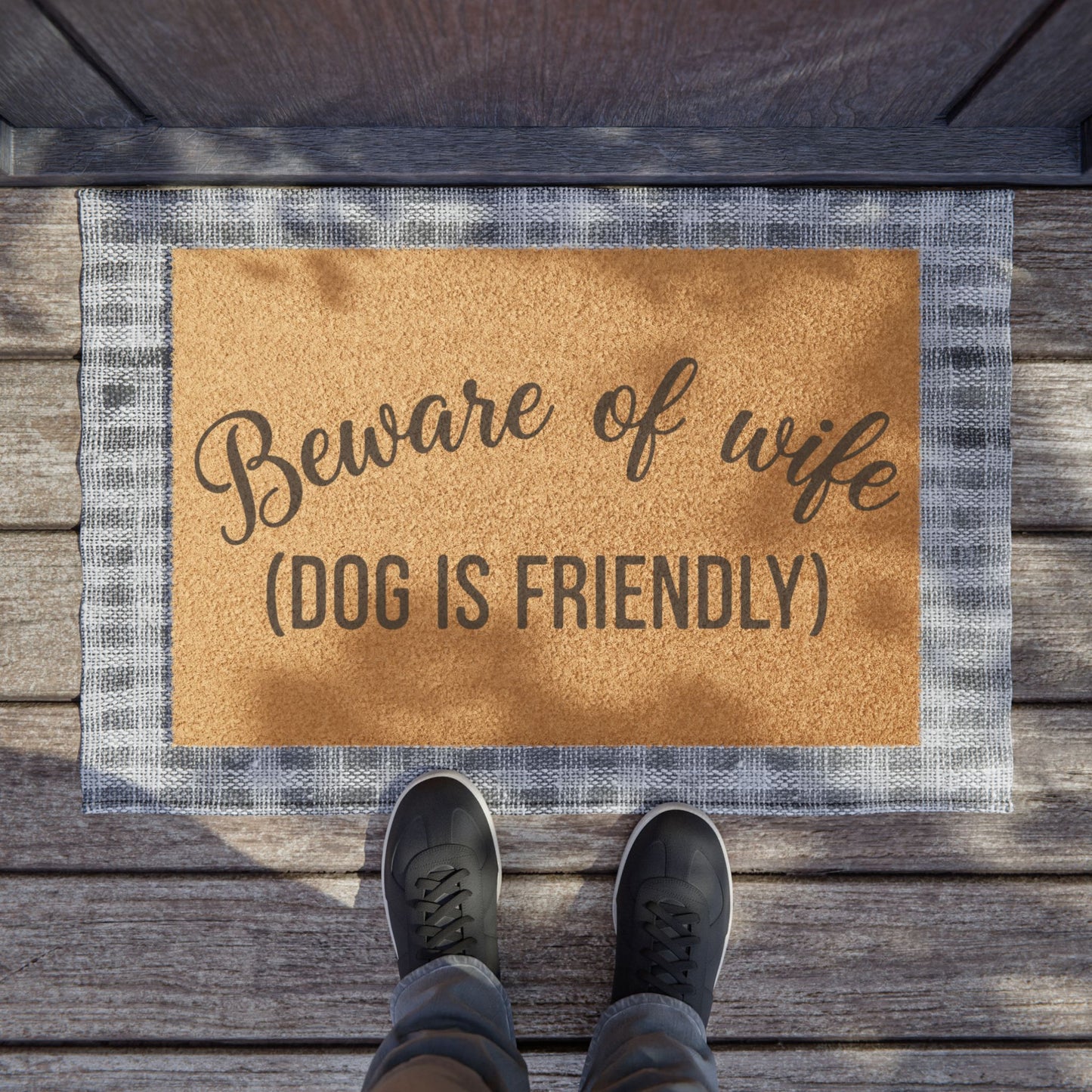'Beware of Wife (Dog Is Friendly)' - Doormat