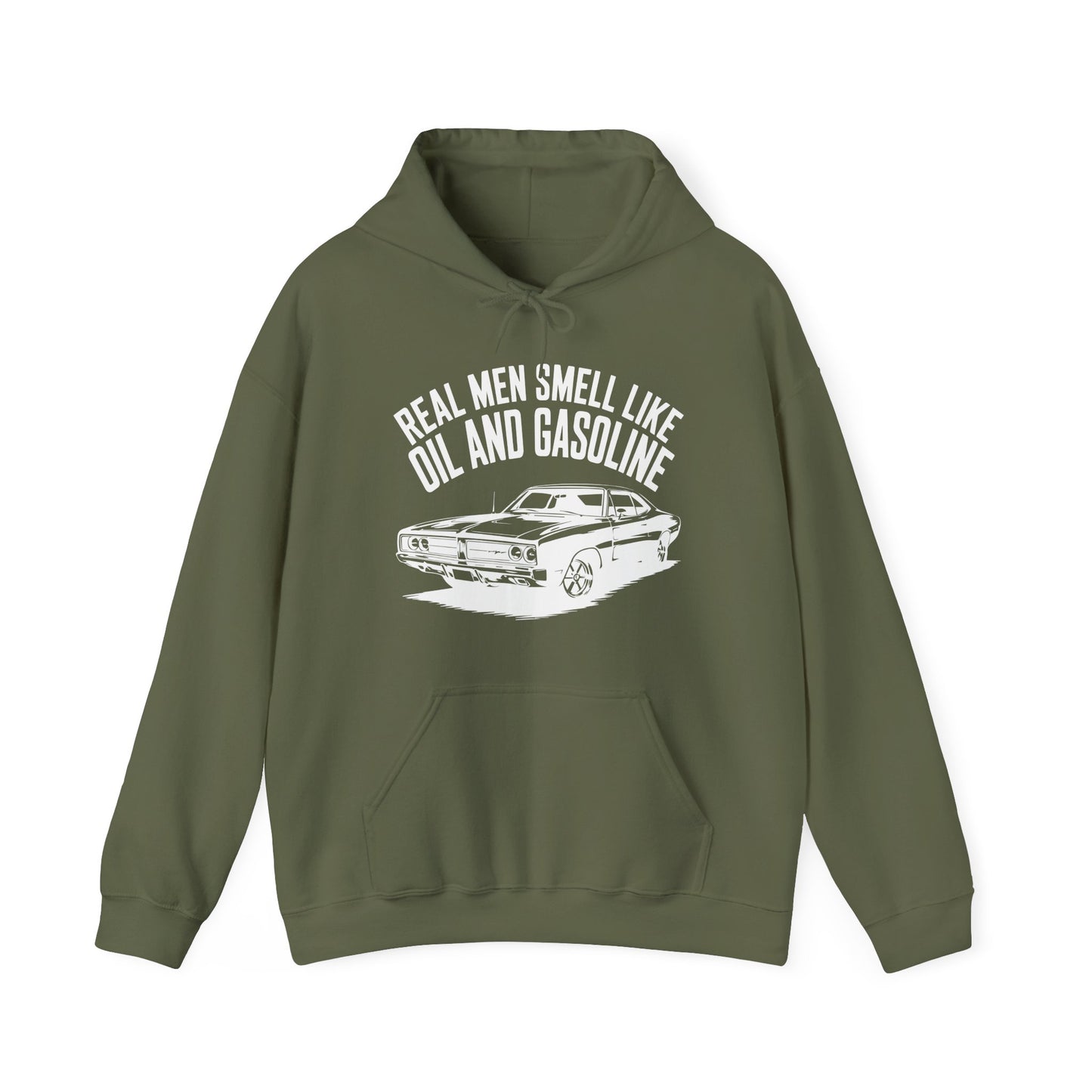 'Real Men Smell Like Oil and Gasoline' - Muscle Car Hoodie