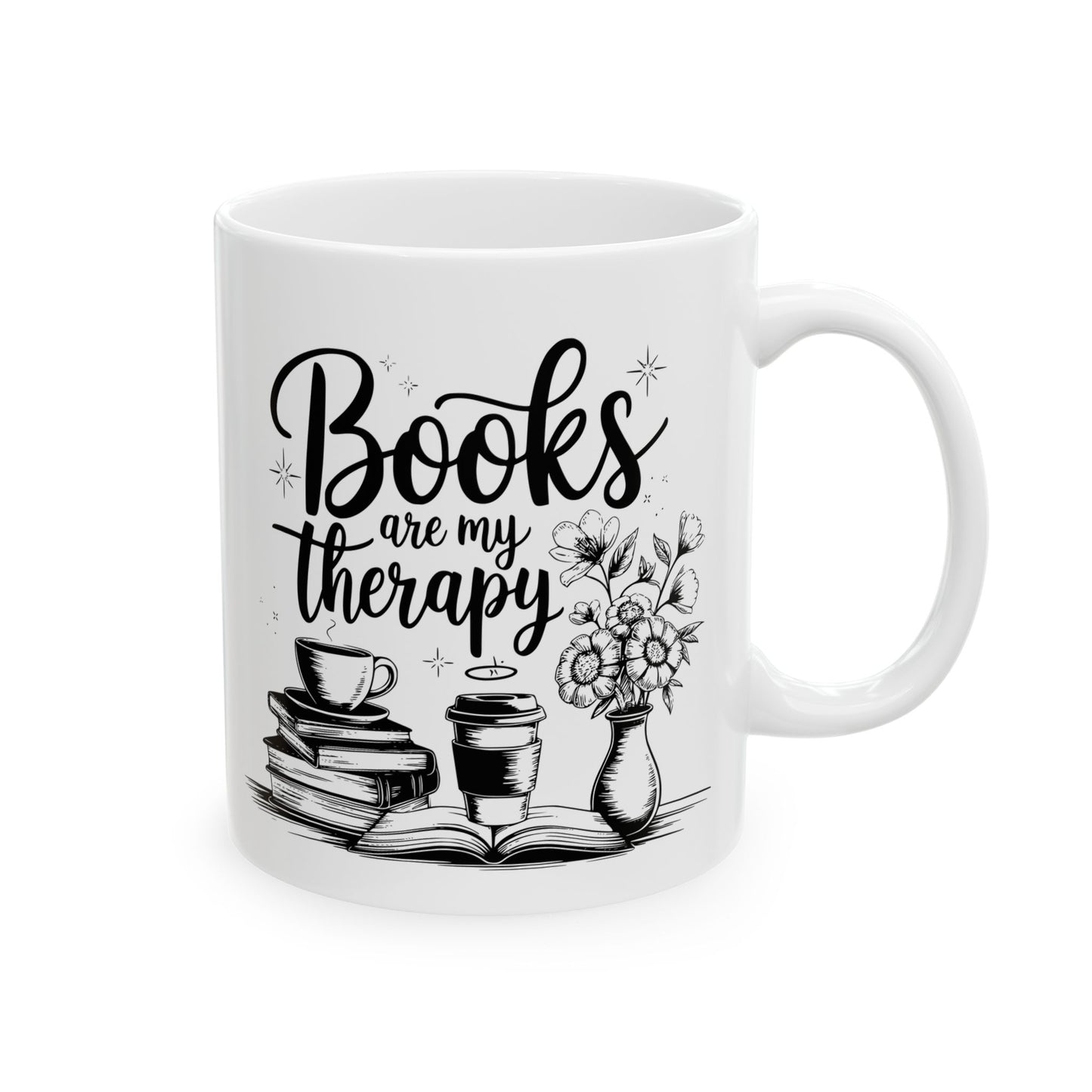 'Books are my therapy' - Ceramic Mug