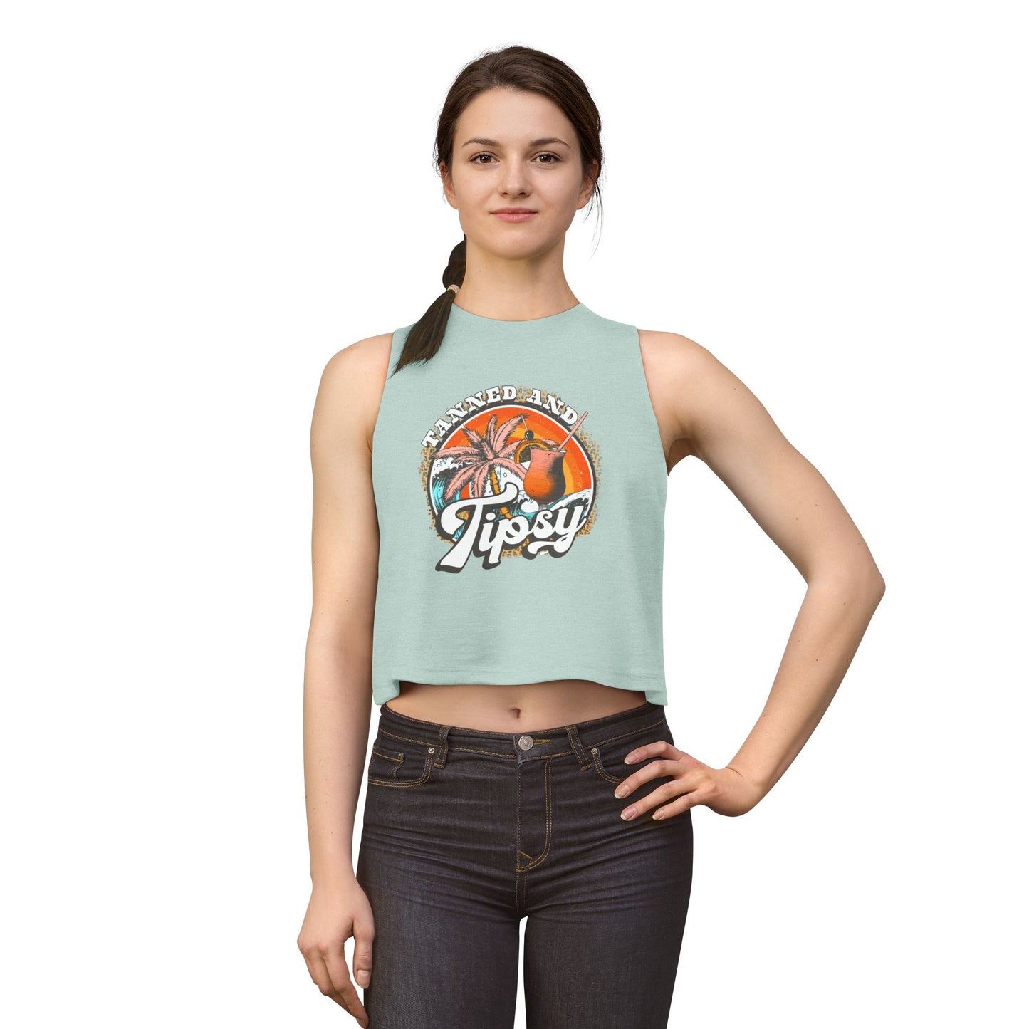 Tipsy Tropical Crop Top — Women's Retro Palm Beach Tank