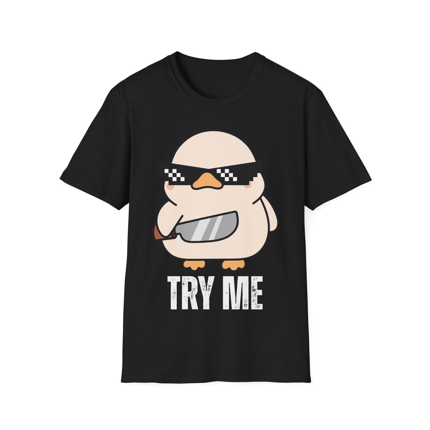 'Try Me' - Cute Angry Chick with Sunglasses & Knife Graphic Tshirt