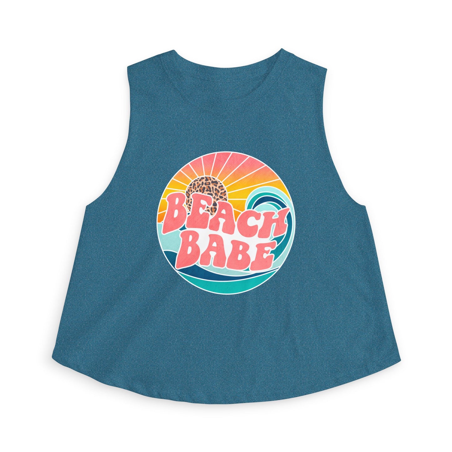 Beach Babe Crop Top — Retro Sunset Graphic Tank for Summer