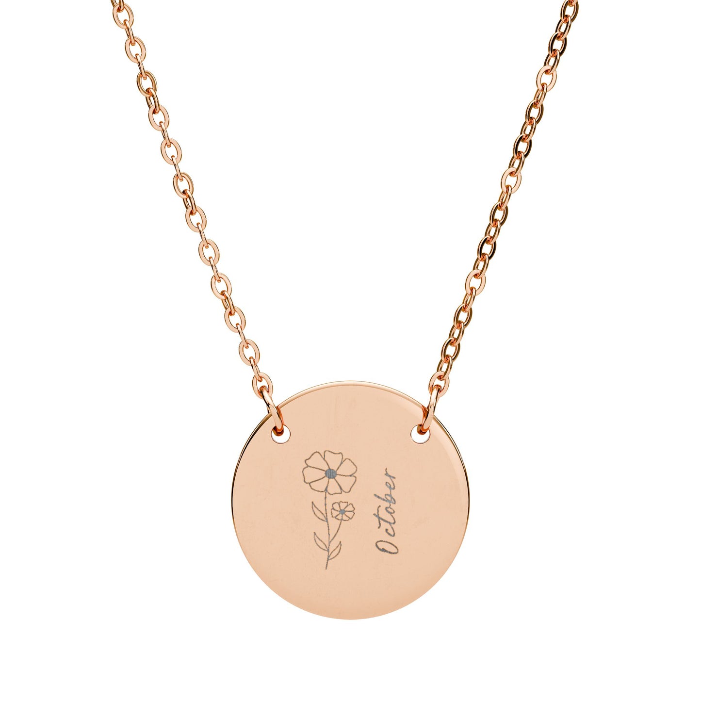 October Birth Flower - Engraved Necklace