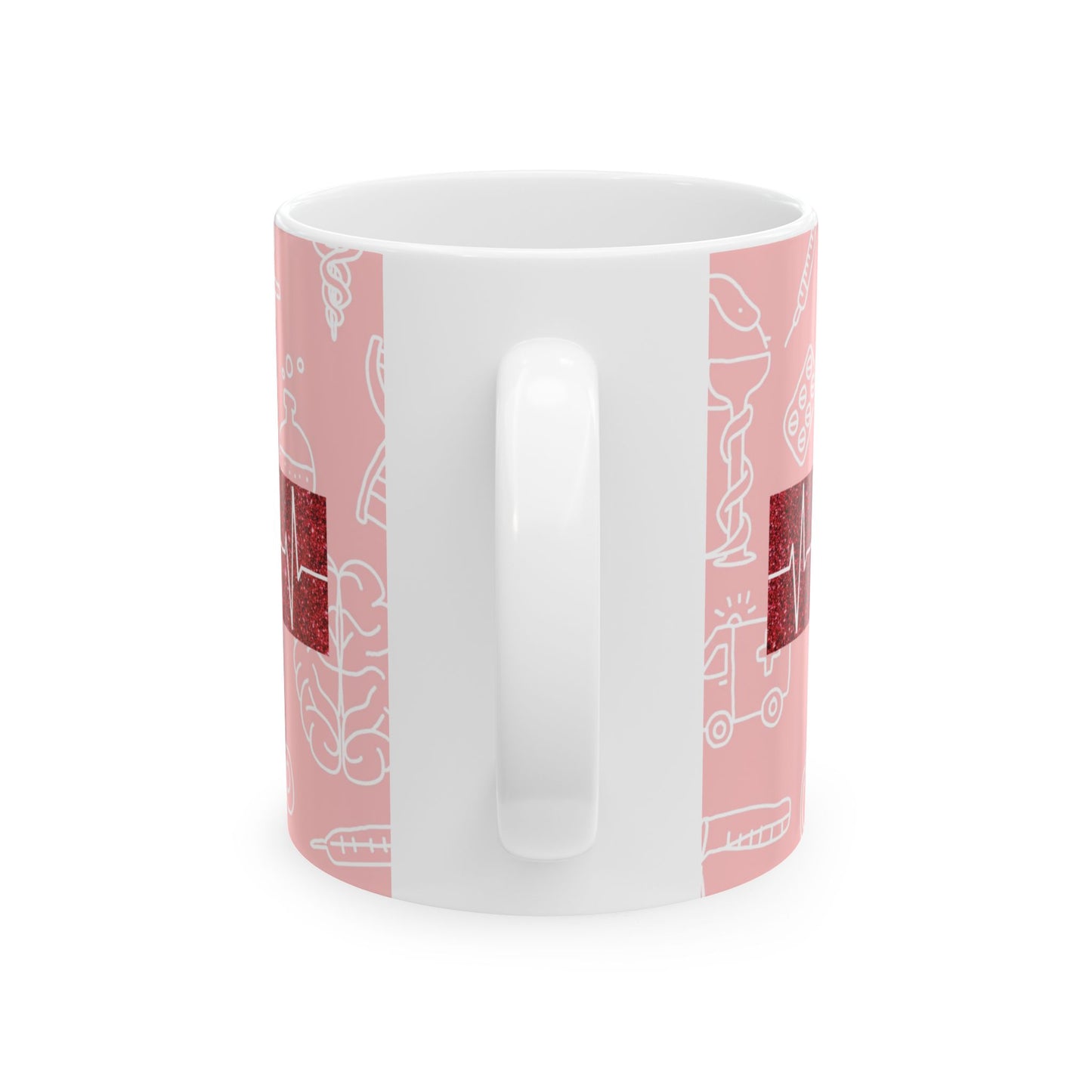 'Red Heartbeat Cross' - Ceramic Mug
