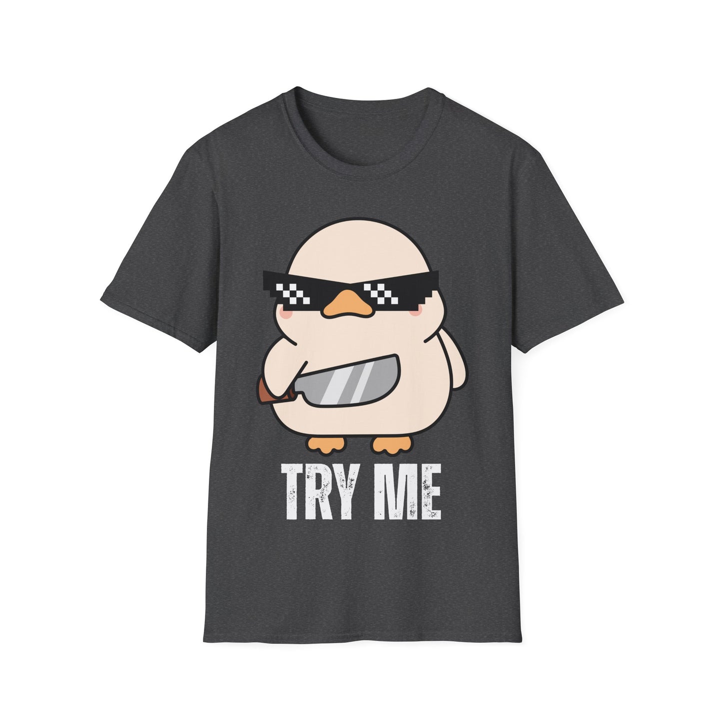 'Try Me' - Cute Angry Chick with Sunglasses & Knife Graphic Tshirt