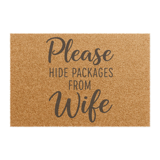'Please Hide Packages From Wife' - Doormat