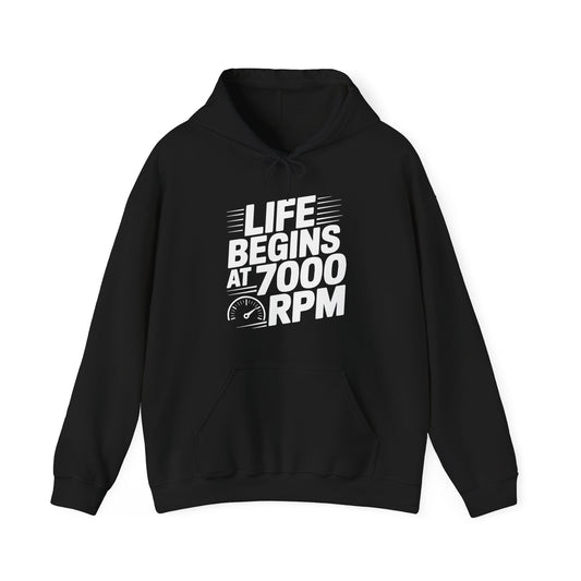 'Life Begins at 7000 RPM' - Muscle Car Hoodie